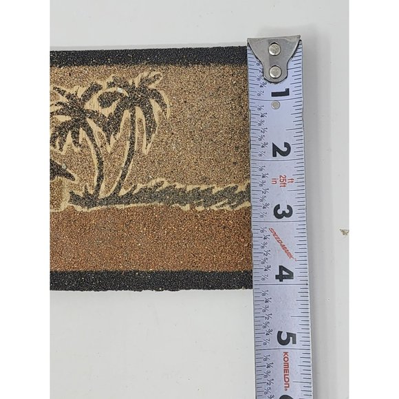 Vintage Hand Made Sand Art Picture On Wood Unframed Palm Trees & Huts 1960s/70s - Picture 6 of 6
